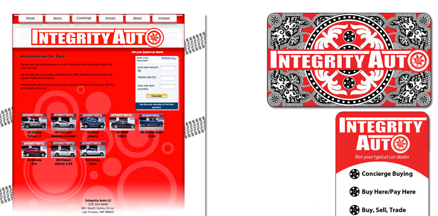 Integrity Auto: Website, Business Card, Tee Design